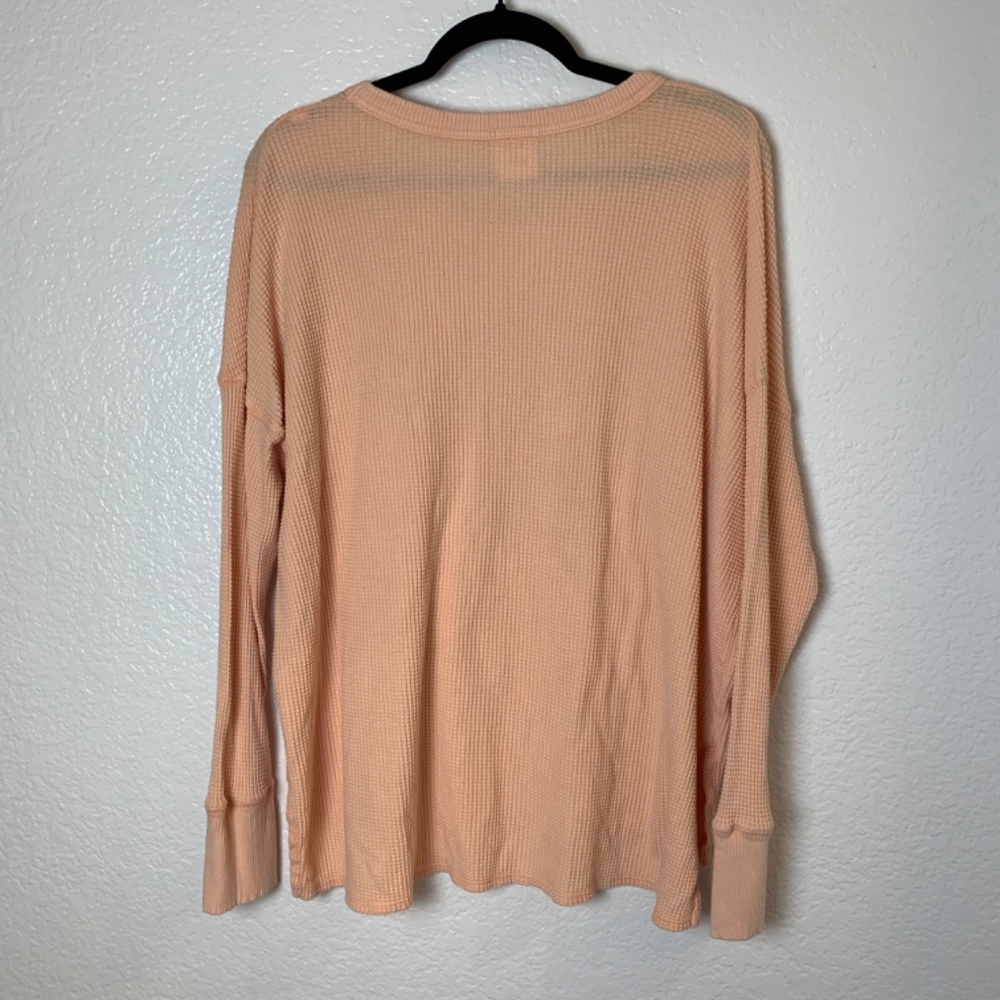 Offline by Aerie T Shirt Large Dance Club Waffle Knit Long Sleeve Peach Orange - Picture 12 of 15